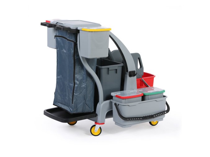 profesionalni uklidovy vozik s vedry a drzakem na pytle 885 x 986 x 1060 mm 115287