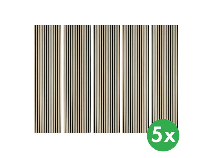 dreveny akusticky panel 2400 x 600 mm cerny podklad baleni 5 ks dub moreny 121961