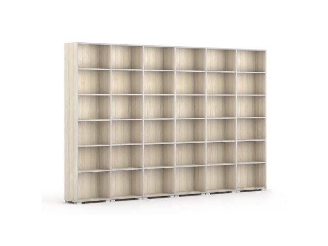 knihovna silver line 6 sloupcu 2230 x 3600 x 400 mm dub prirodni 115034