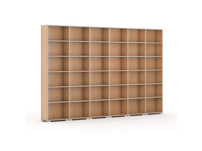 knihovna silver line 6 sloupcu 2230 x 3600 x 400 mm buk 86456