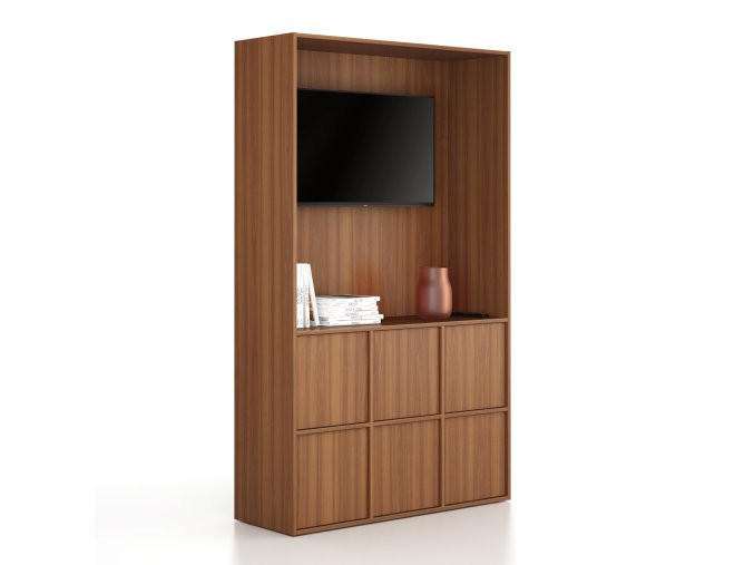 kancelarska skrin frame 6x dvere prostor pro tv 1299 x 450 x 2162 mm push lock orech 78641