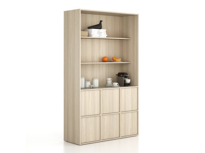 kancelarska skrin frame 6x dvere 2x police 1299 x 450 x 2162 mm push lock dub prirodni 78690