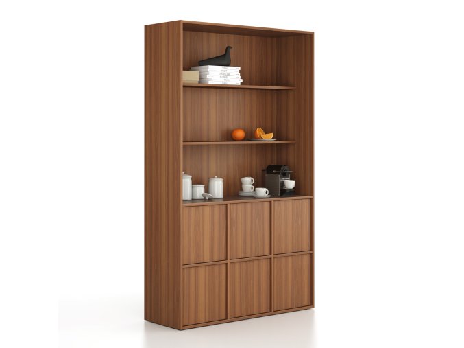 kancelarska skrin frame 6x dvere 2x police 1299 x 450 x 2162 mm push lock orech 78695