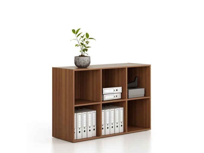 regal frame nizky 3 sloupce 881 x 1299 x 450 mm orech 78577