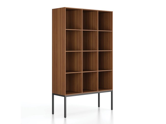 regal frame s cernou podnozi 1299 x 450 x 2185 mm orech 79651