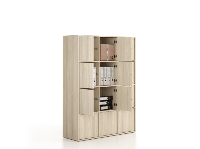 kancelarska skrin frame 12x dvere 1299 x 450 x 1735 mm push lock dub prirodni 78957