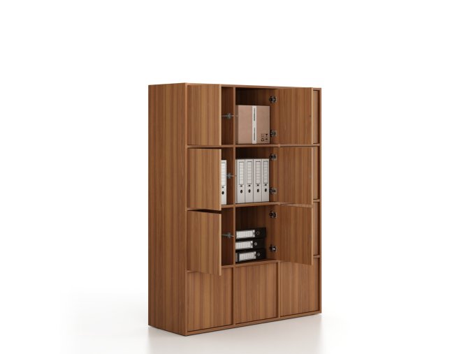 kancelarska skrin frame 12x dvere 1299 x 450 x 1735 mm push lock orech 78962