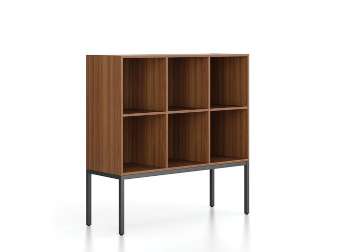 regal frame nizky s cernou podnozi 1299 x 450 x 1331 mm orech 79676