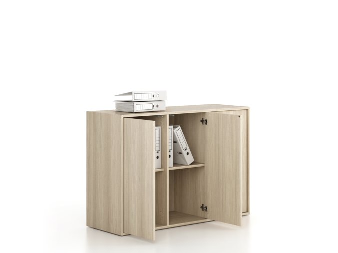 kancelarska skrin frame nizka 3 dvere 1299 x 450 x 881 mm push lock dub prirodni 79064