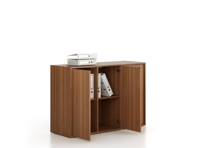 kancelarska skrin frame nizka 3 dvere 1299 x 450 x 881 mm push lock orech 79069