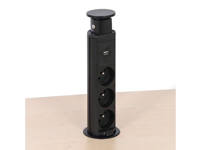 stolni vysouvaci zasuvka 3 230 v usb a usb c cerna 143258