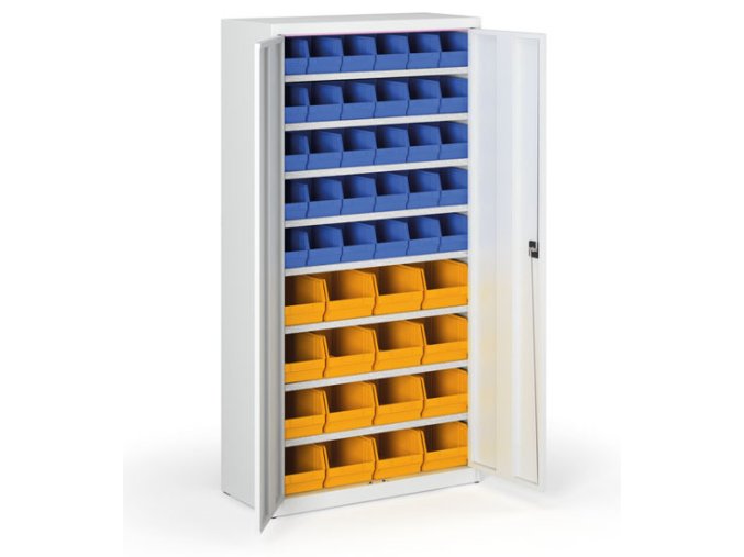 skrin s plastovymi boxy basic 1800 x 400 x 920 mm 30xb 16xc seda sede dvere 143549