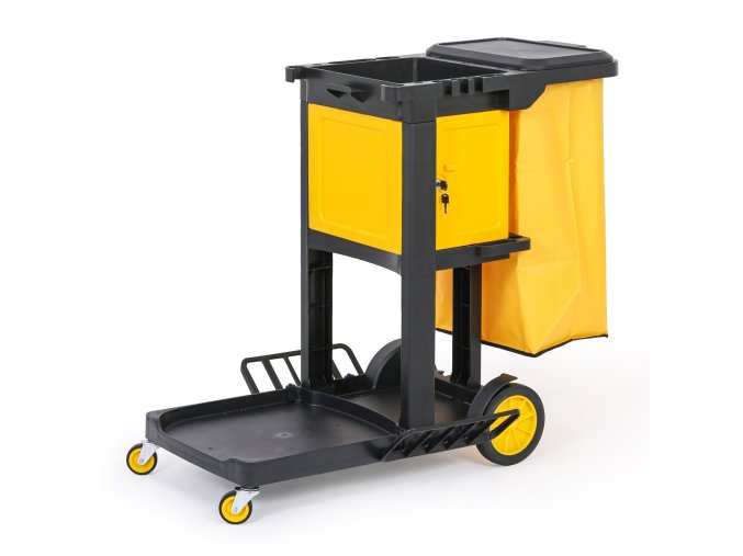 profesionalni uklidovy vozik s drzaky mopu skrinkou a pytlem s vikem 1120 710 990 mm 144318