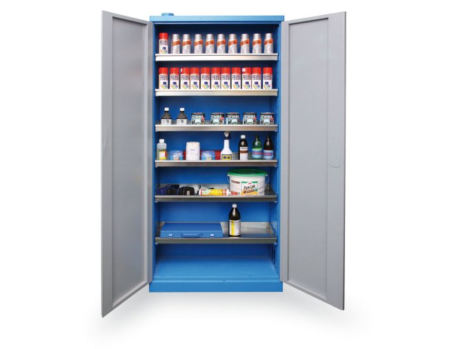 skrin pro uskladneni nebezpecnych chemickych latek 6 polic nosnost 40 kg 920 x 380 x 1920 mm 3452
