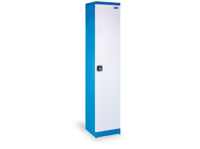 Úzká policová dílenská skříň na nářadí GD, 4 police, svařovaná, nosnost 50 kg, 380 x 380 x 1920 mm
