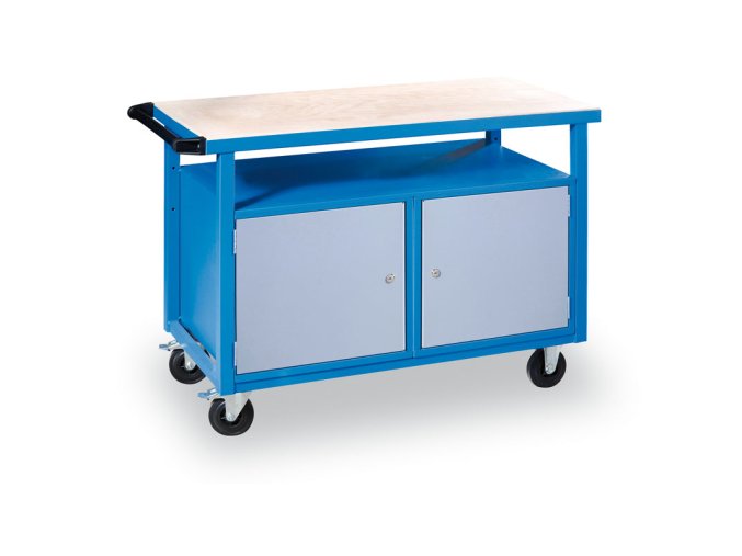 pojizdny pracovni stul do dilny gd smrk bukova preklizka 2 skrinky 1190 x 600 x 850 mm modra 3461