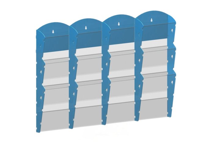 nastenny plastovy zasobnik na prospekty 4 x 3 a5 modry 116617