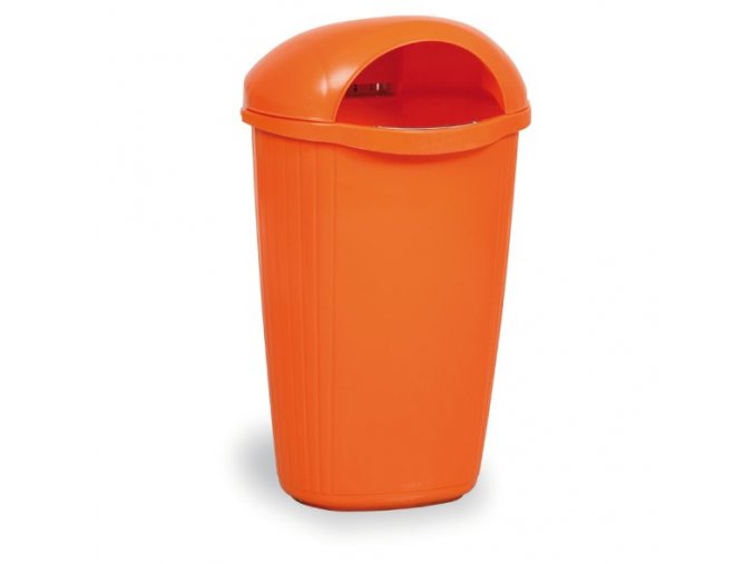 Venkovní odpadkový koš na sloupek DINOVA, 50 l, oranžový