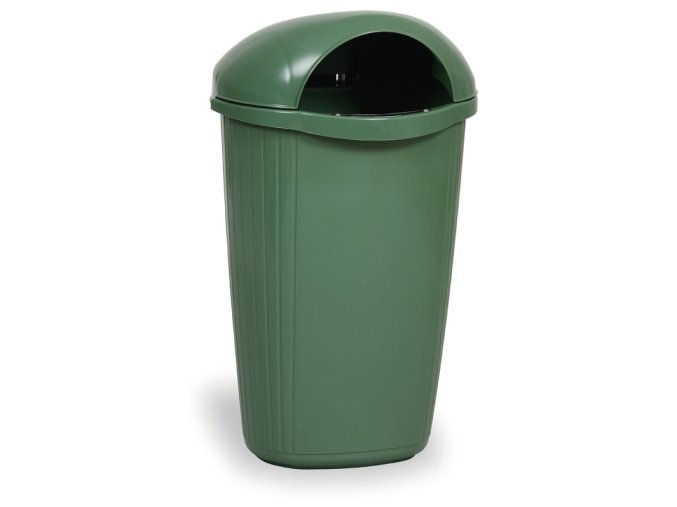 Venkovní odpadkový koš na sloupek DINOVA, 50 l, tmavě zelený