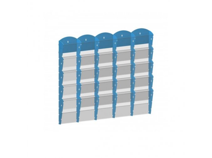 Nástěnný plastový zásobník na prospekty - 5 x 5 A5, modrý