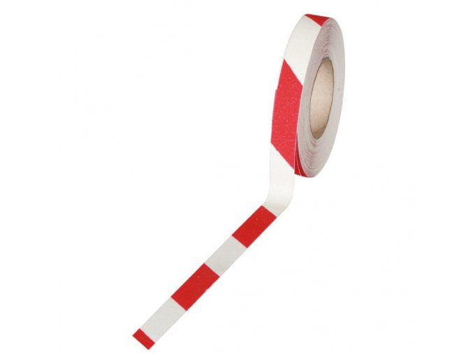 Protiskluzová páska - jemné zrno, 25 mm x 18,3 m, bílo-červená