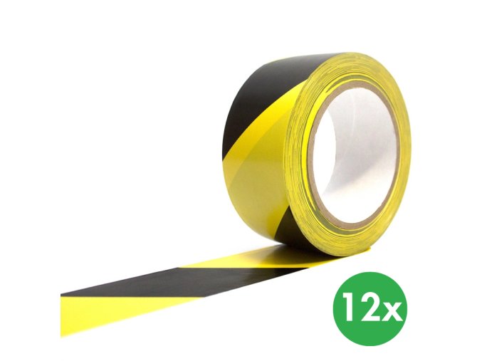 samolepici vyznacovaci paska 12 ks 33 m x 50 mm zluta cerna 116808