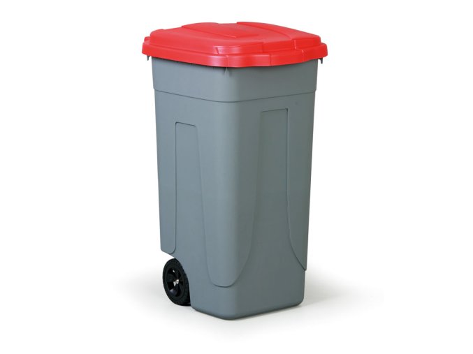 mobilni plastovy odpadkovy kos 100 l cervene viko 1158