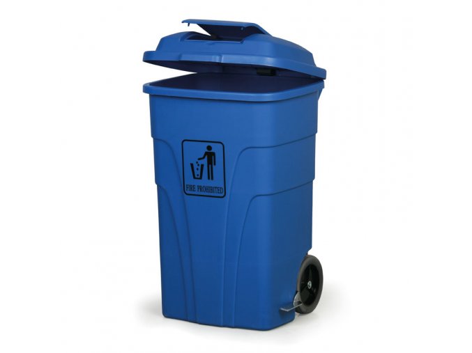 Plastový odpadkový koš na kolečkách koš, 120 l, modrý