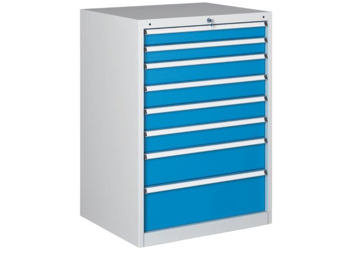 Dílenská zásuvková skříň na nářadí WL/BL, 8 zásuvek, 723 x 580 x 1080 mm