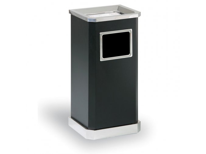 odpadkovy kos s popelnikem 650 x 310 x 260 mm cerna nerez 1021