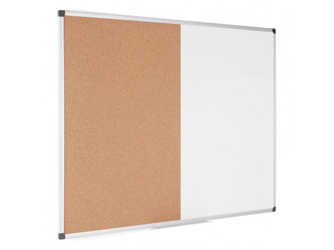 Popisovací magnetická tabule a korková nástěnka, kombinovaná, 1200 x 900 mm