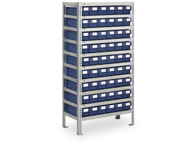 Regál s plastovými boxy MAX - 1600 x 500 x 800 mm, 54x box C