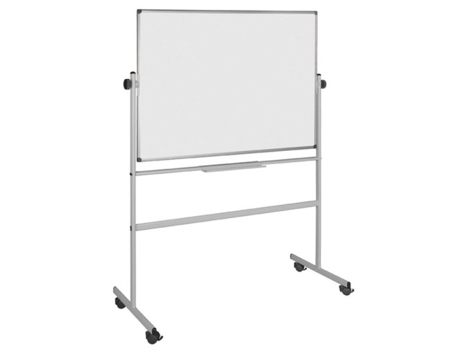 Mobilní otočná oboustranná keramická tabule, magnetická, bílá, 1200 x 900 mm