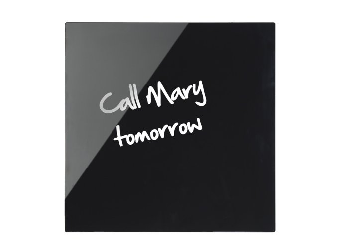 sklenena magneticka tabule na zed 480 x 480 mm cerna 28542