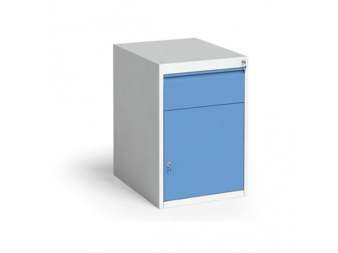 Závěsná dílenská skříňka na nářadí s dveřmi KOVONA + 1 zásuvka, bez polic, 480 x 610 x 700 mm