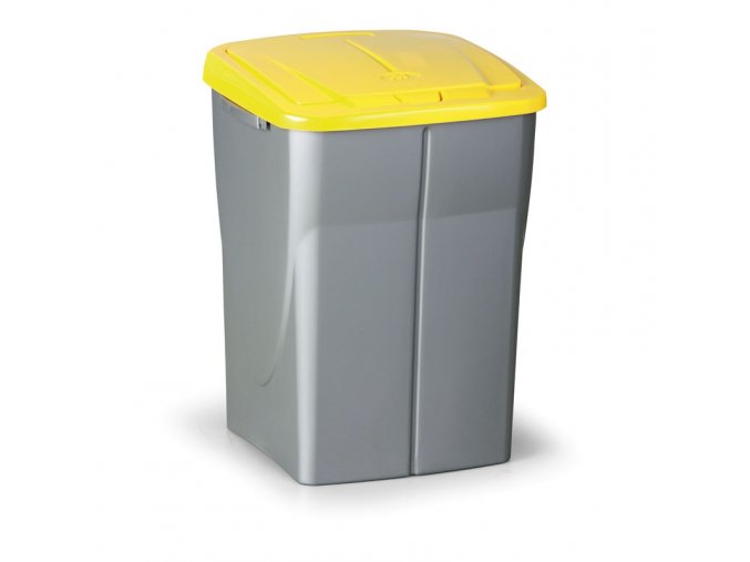 Plastový odpadkový koš s víkem, 45 L, žluté víko