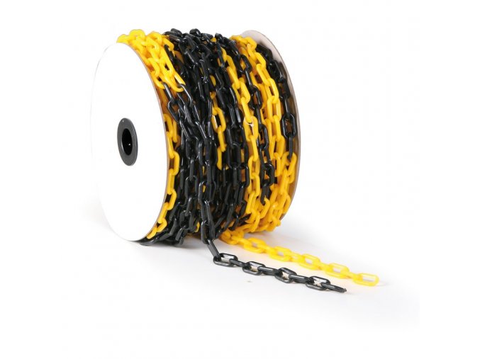 plastovy retez k zahrazovacim sloupkum delka 50 m cernozluty 7323