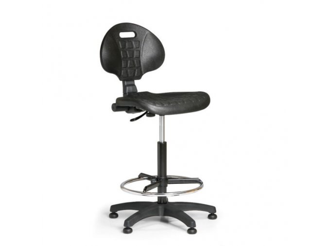 Pracovní židlle s kluzáky PUR, permanentní kontakt, černá