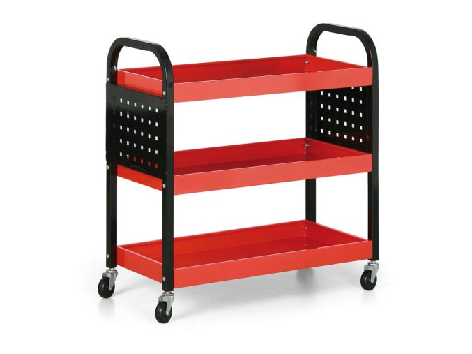 pojizdny dilensky policovy vozik s perforovanymi stenami 750 x 350 x 800 mm 7563