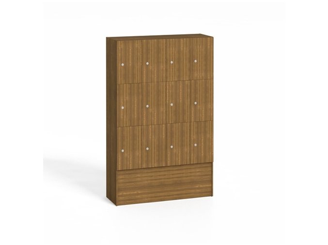 drevena odkladaci skrinka s5 s uloznymi boxy 12 boxu 1700 x 1200 x 420 mm cylindricky zamek orech 7953