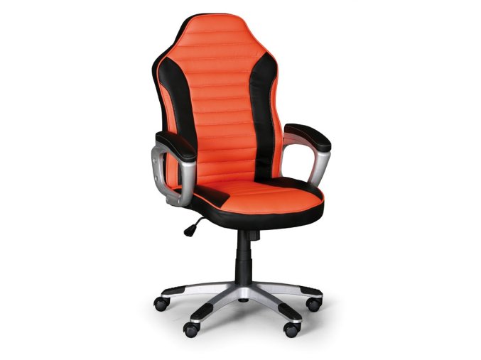 Kožené kancelářské křeslo SPORT, černá/oranžová