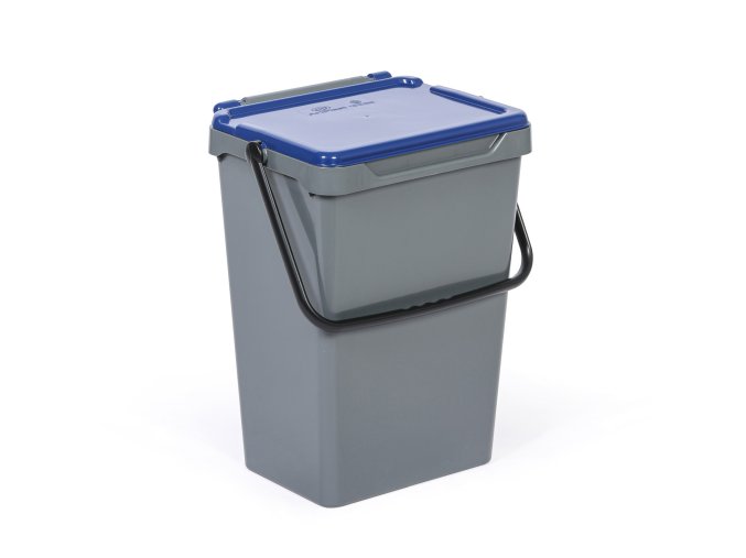 Plastový odpadkový koš pro třídění odpadu, šedá + modrá, 35 l