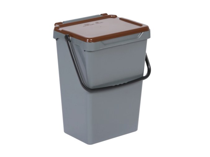 Plastový odpadkový koš pro třídění odpadu, šedá + hnědá, 35 l