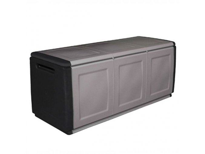 Plastový odkládací box s víkem na nářadí, 1380x570x530 mm, šedý