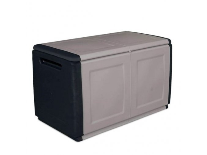 Plastový odkládací box s víkem na nářadí, 960x570x530 mm, šedý