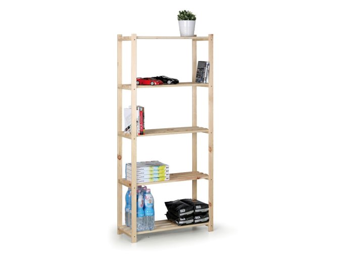 dreveny latkovy regal 1700 x 750 x 300 mm 5 polic 9062