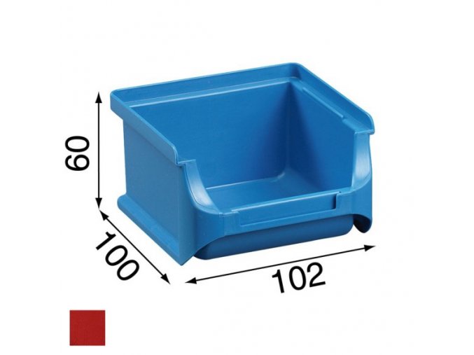 Plastové boxy PLUS 1, 102 x 100 x 60 mm, červené, 30 ks