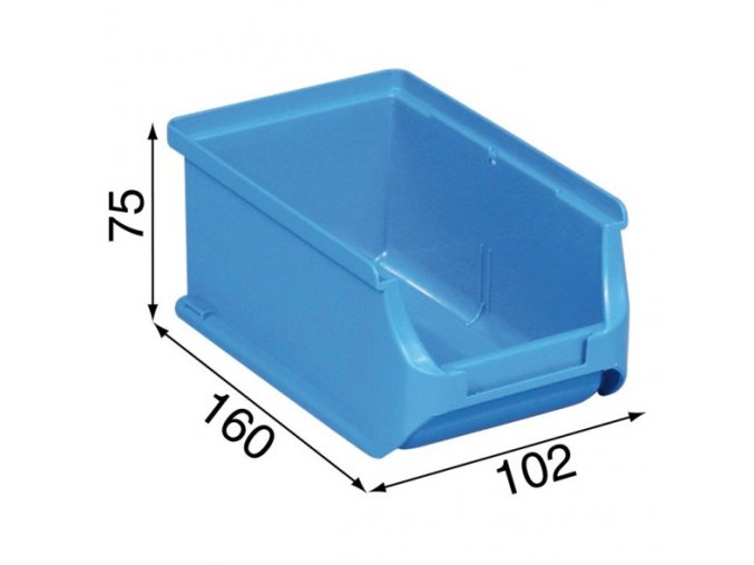 Plastové boxy PLUS 2, 102 x 160 x 75 mm, modré, 24 ks