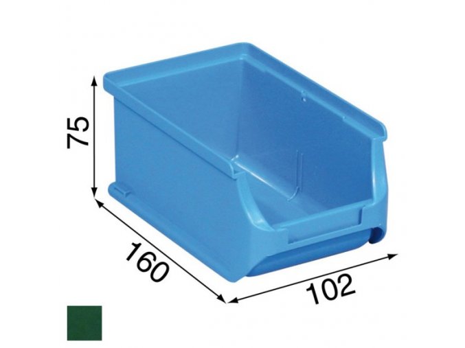 Plastové boxy PLUS 2, 102 x 160 x 75 mm, zelené, 24 ks