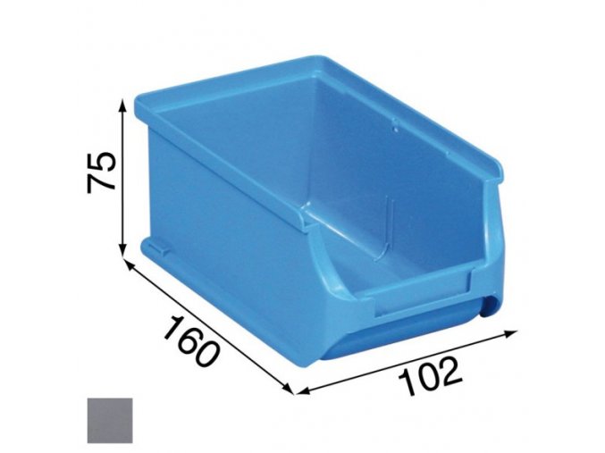 Plastové boxy PLUS 2, 102 x 160 x 75 mm, šedé, 24 ks